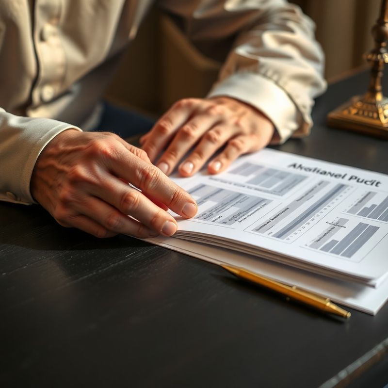 Ruce klienta prohlížející si audit finančních produktů
